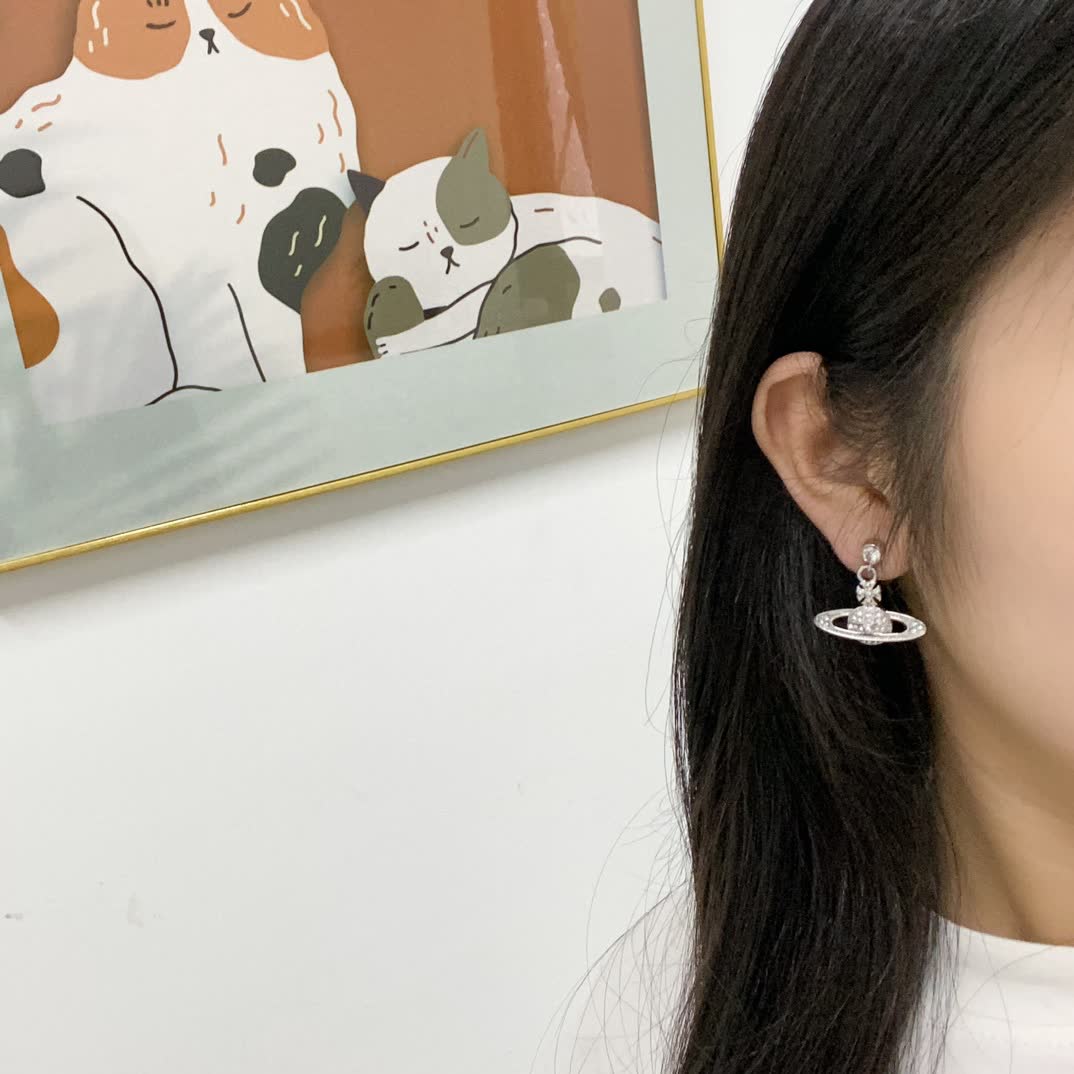 Vivienne Westwood Silver Saturn Ring Earrings